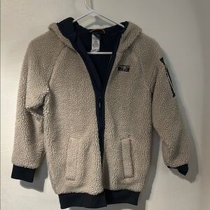 L.L. Bean Cream and Black Puffer Jacket with Hood